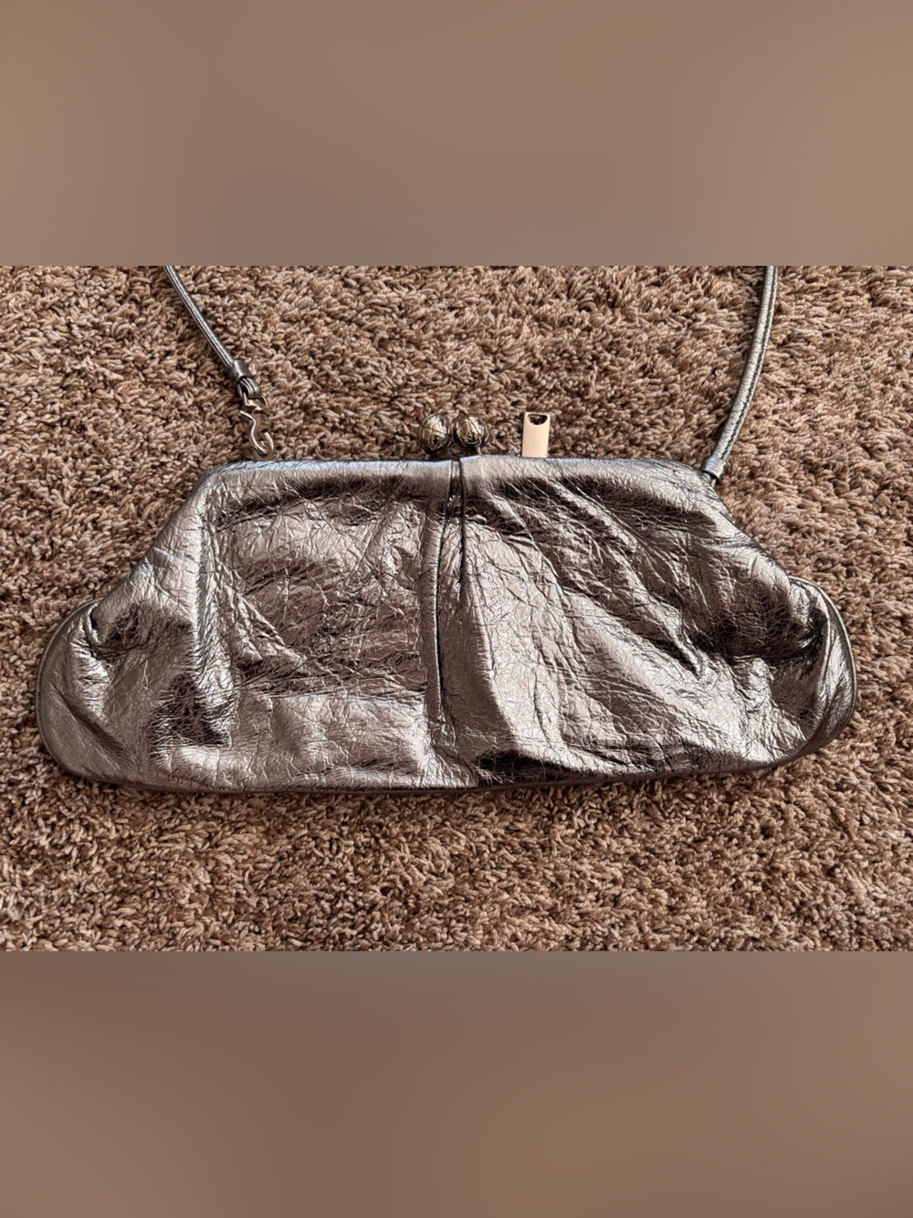 Y2K Metallic Gunmetal Frame Clutch Purse Futuristic Indie Glam Shoulder Bag - Picture 4 of 7